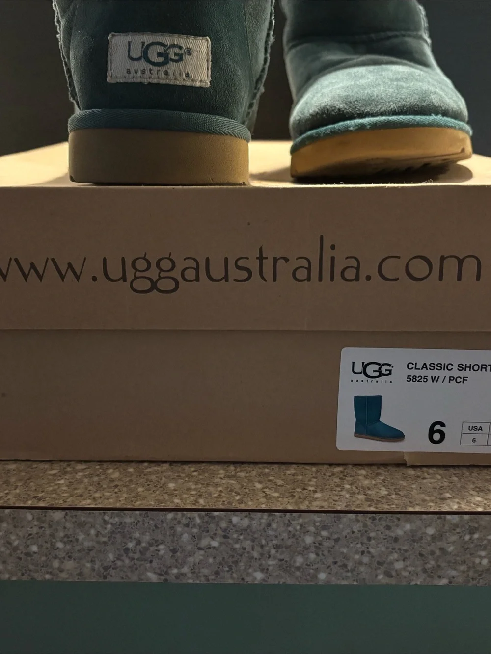 UGG Classic Short Boots Teal with Tan Sole